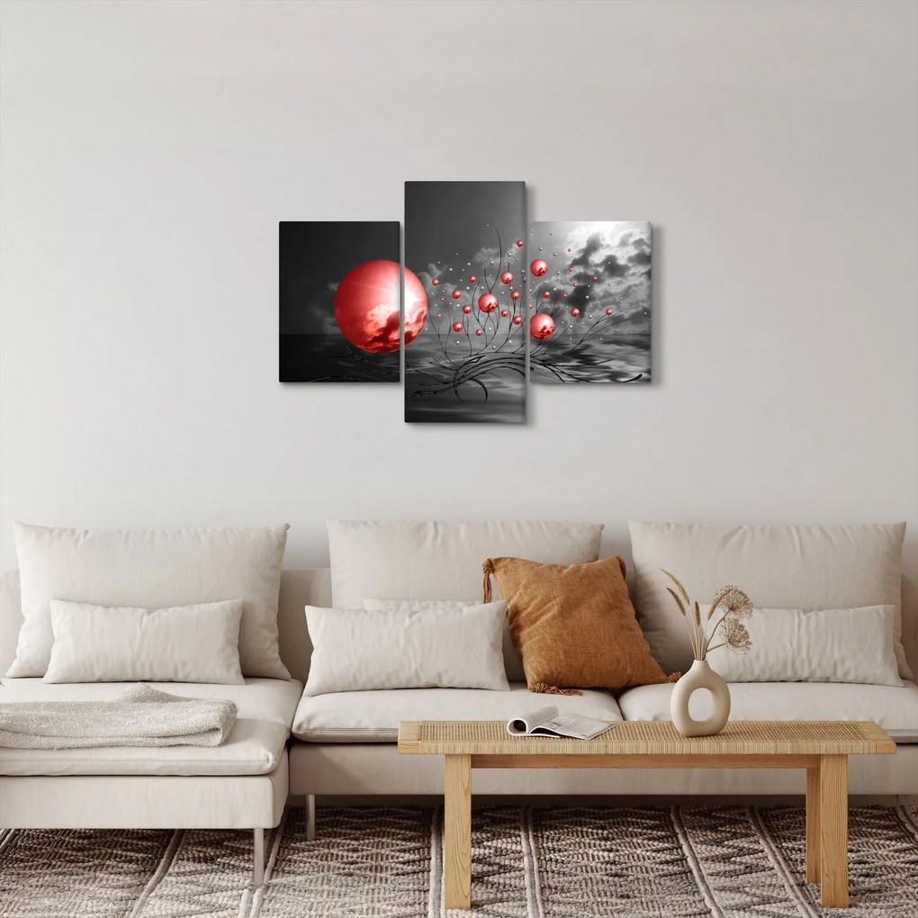 Piros gömbök képe (90x60 cm)