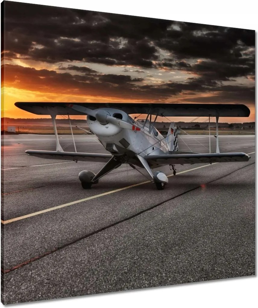 Vászonkép 80x80 Repülőgép naplemente