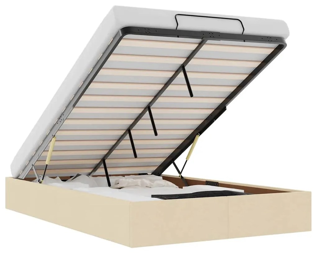 Ottomán krémszínű szövet ágykeret matrac nélkül 120x200 cm