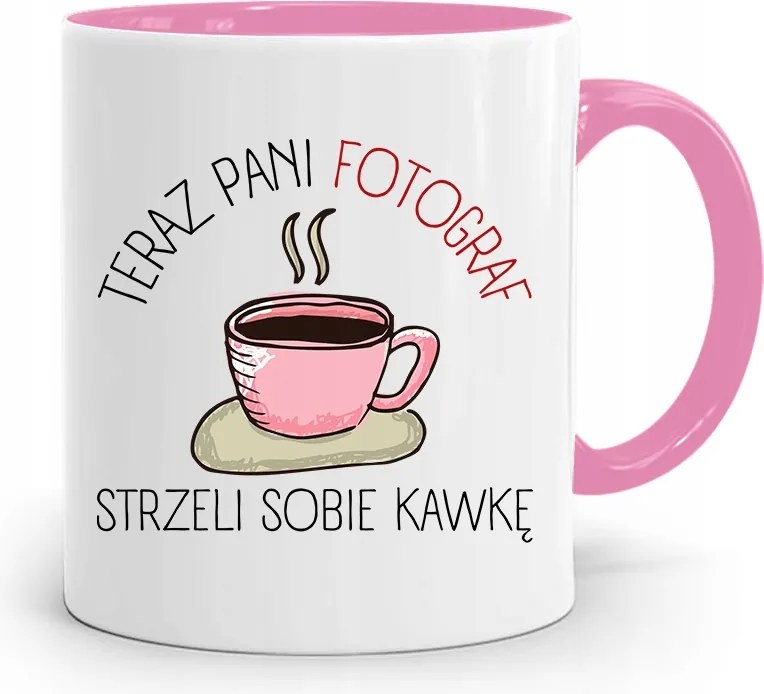 Rózsaszín Bögre Fotósnak, fényképes nyomott mintás