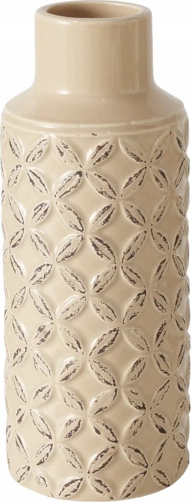 Kerámia Váza Bézs Captura Mintás 8X21 CM Kézi Készítés