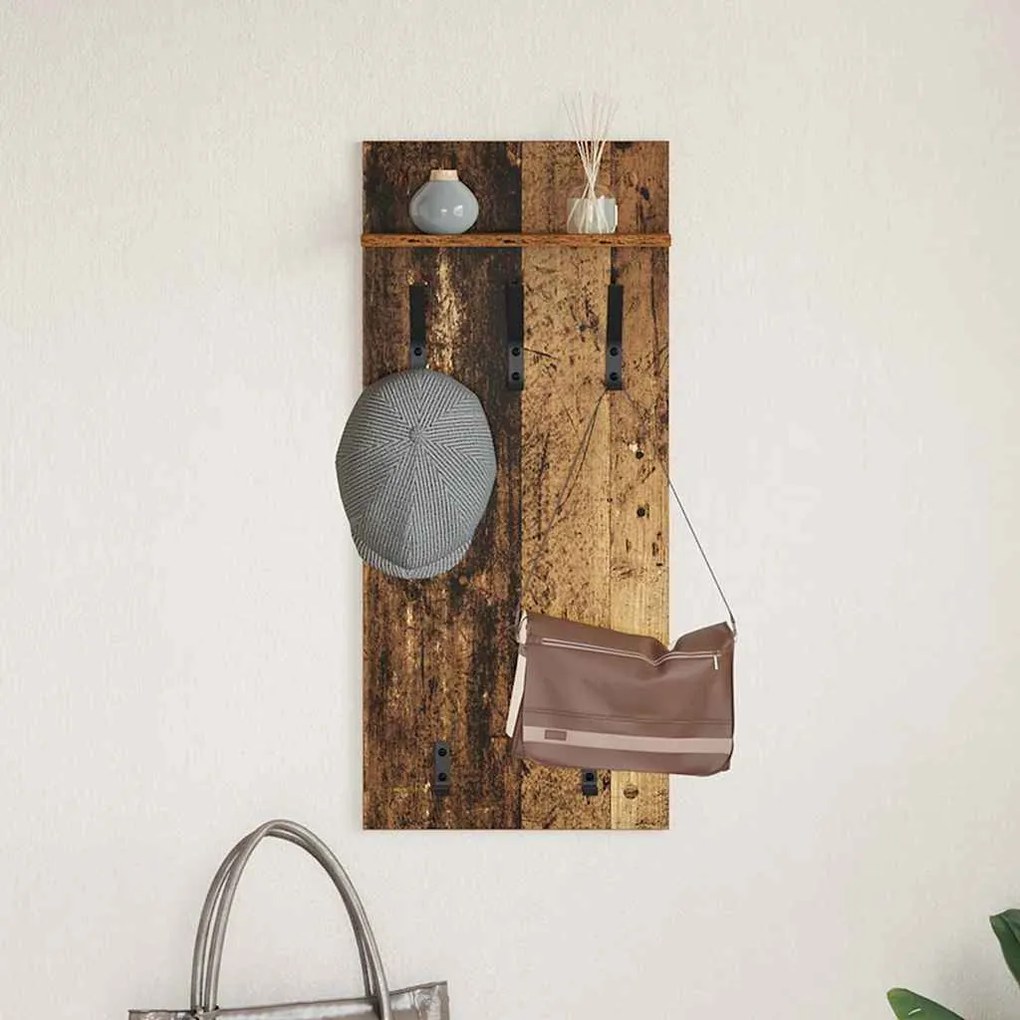Fali Kabáthorog polcokkal Régi fa 90 x 40 x 10 cm Faanyag
