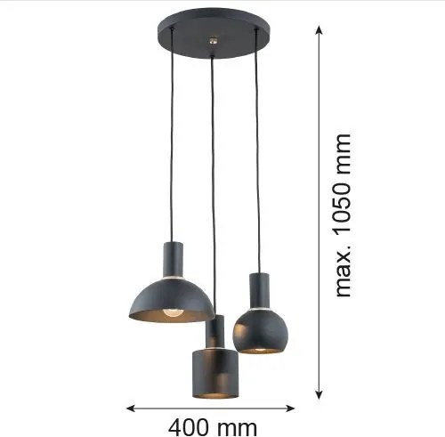 ARGON 1472 SINES Modern Led Függesztett Lámpa Fekete, Sárgaréz E27 IP20