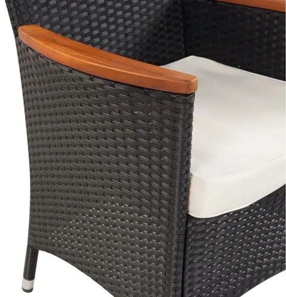 Casaria® Kerti rattan szett Berlin 1+6 - fekete/fa