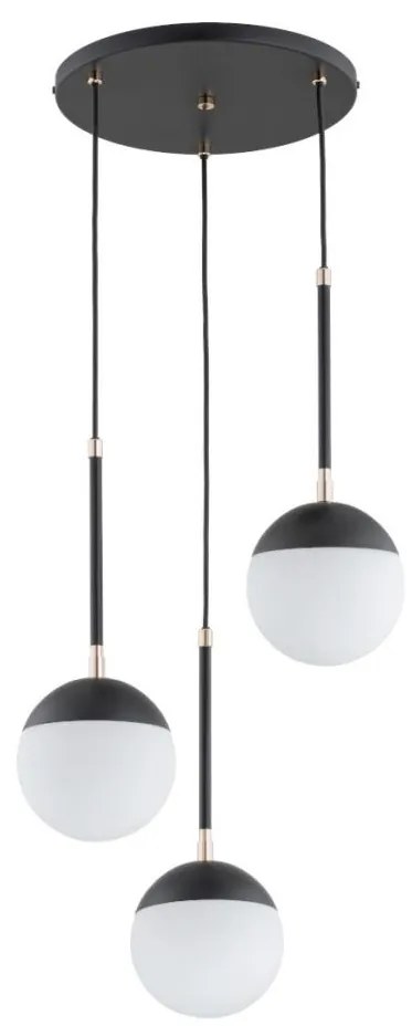 Csillár zsinóron VOLDA 3xE14/10W/230V átm. 44 cm fekete