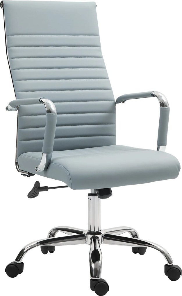 Vinsetto Ergonomikus Irodai Szék, Magasságállítható Forgószék Karfával, Fából készült Bőrből, Világosszürke | Aosom
