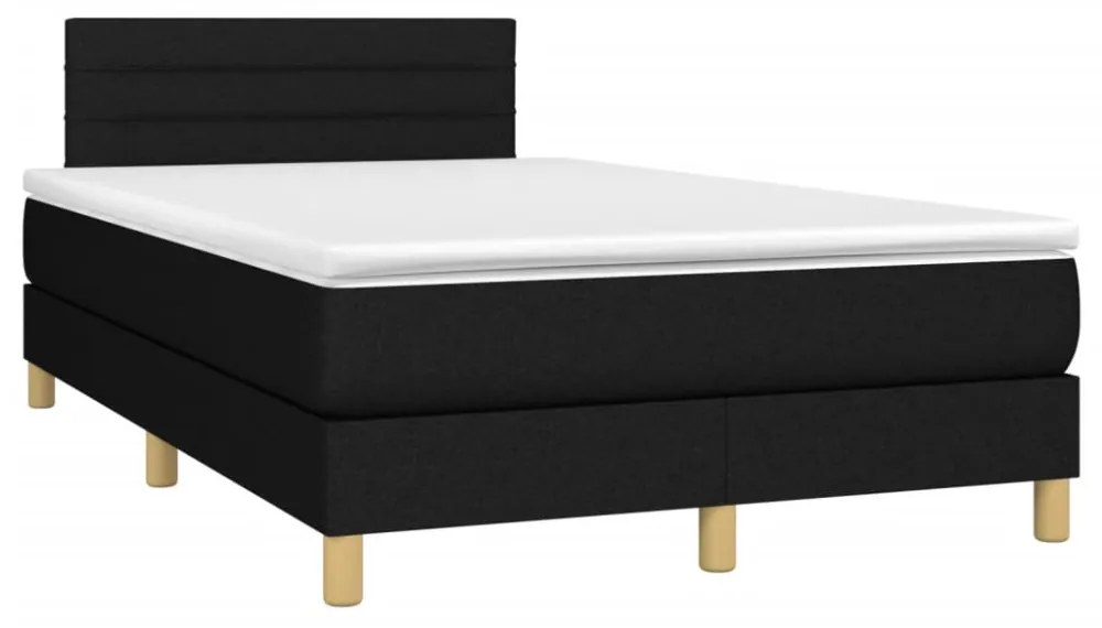 fekete szövet rugós és LED-es ágy matraccal 120 x 190 cm