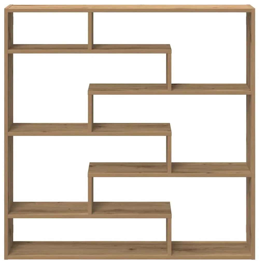 kézműves tölgy színű szerelt fa fali kockapolc 7 rekeszes színű