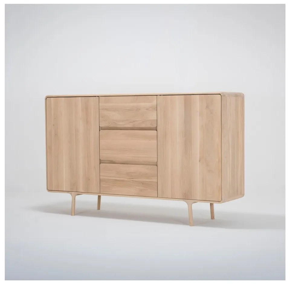 Fawn tömör tölgyfa komód 3 fiókkal, szélessége 180 cm - Gazzda