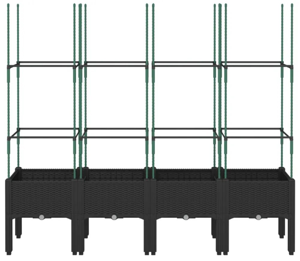 fekete polipropilén rácsos kerti ültetőláda 160 x 40 x 142,5 cm