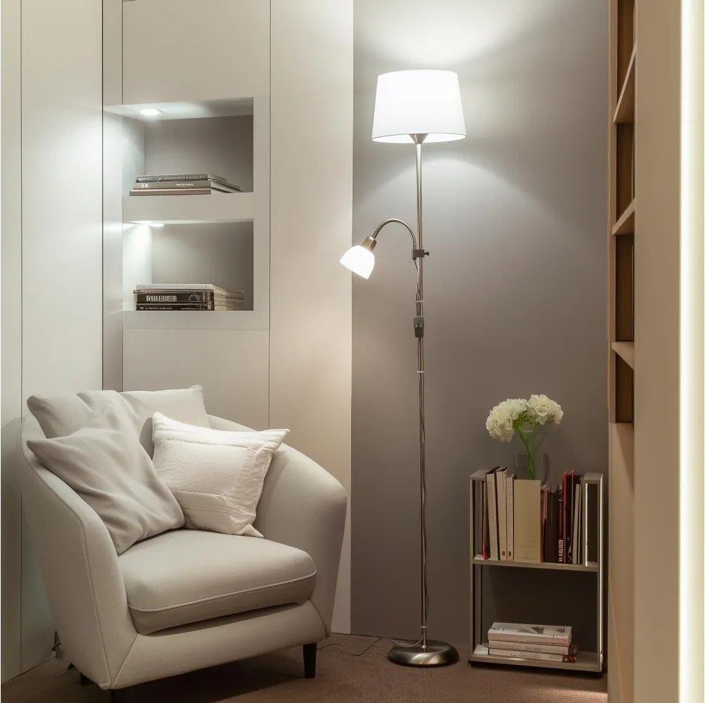 Brilagi - CERIA állólámpa 1xE27/100W/230V + 1xE14/25W matt króm/fehér