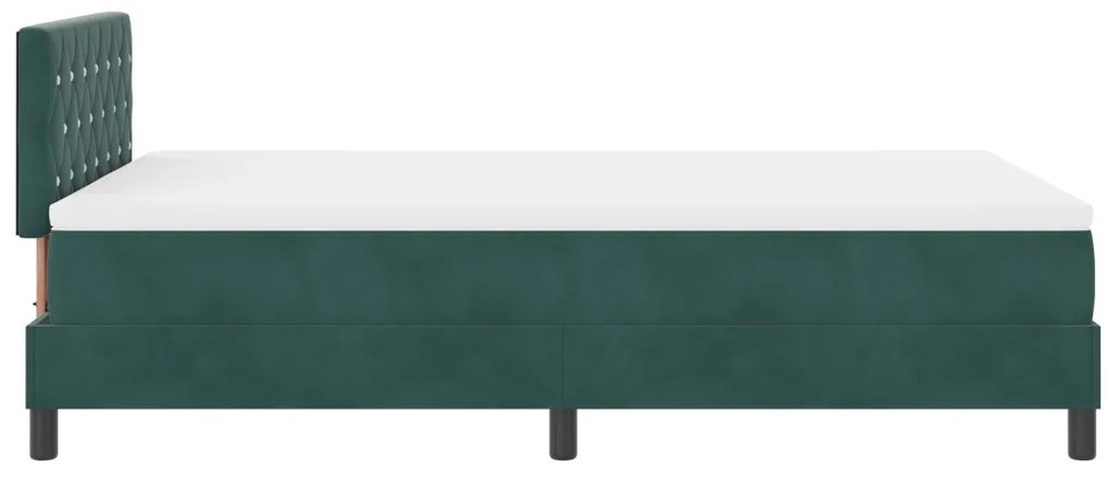 Boxspring Ágy Mattal Sötétzöld Kicsi Dupla Bársony