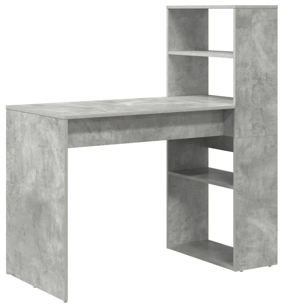 vidaXL Asztal tárolóval Beton Szürke 113x54x120 cm Szerelt fa