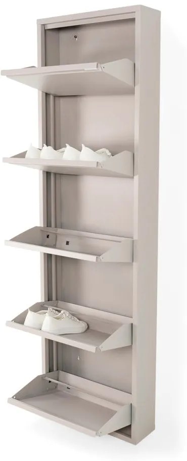 Szürkésbarna fém billenő ajtós cipőtartó 50x169x15 cm Billy – Spinder Design