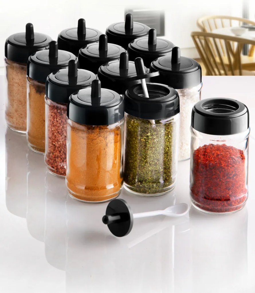 12 részes üveg fűszertartó készlet 300 ml