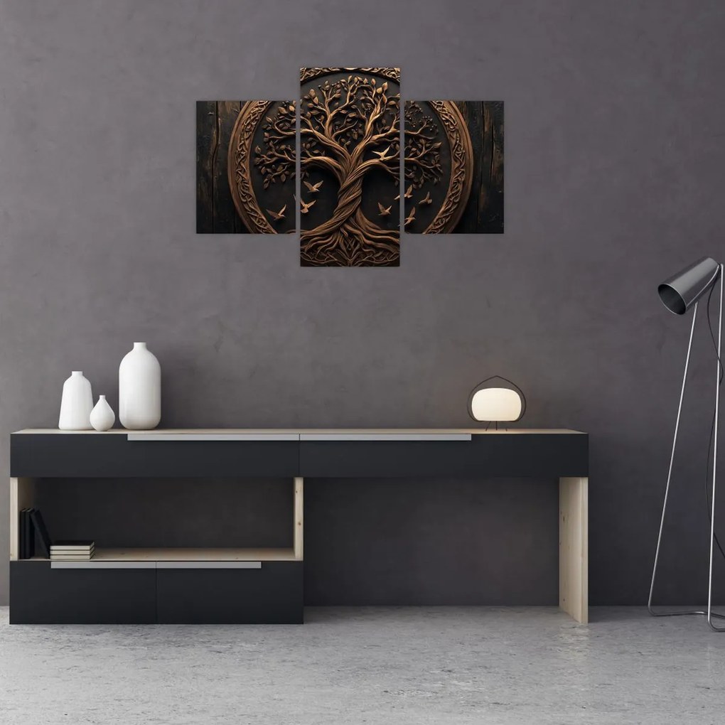 Kép – Fából készült életfa (90x60 cm)