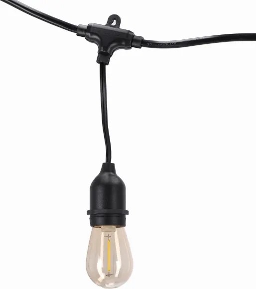 LED kültéri dekorációs fényfüzér 20xE27/1W/230V 11,44 m IP44 fekete