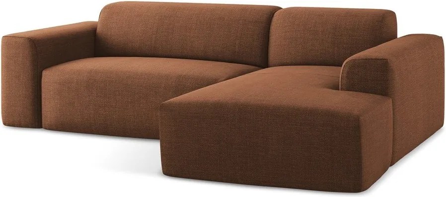 Terrakotta színű sarokkanapé (jobb oldali-heverő résszel) Keli – Makamii