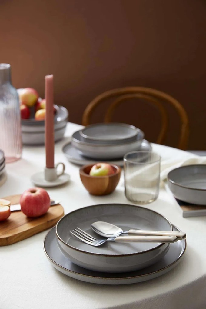 12 részes porcelán étkészlet szürke