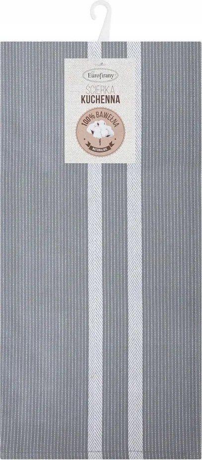 Konyhai törlőkendő Olivia 50x70 Eurofirany fehér ezüst függőleges csíkok