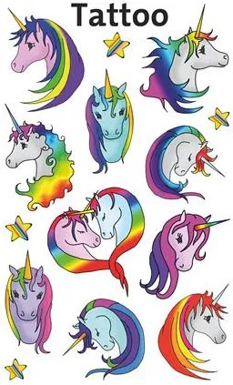 Matrica, tetoválás, 1 ív, 76x120 mm, AVERY ZWECKFORM, Z-Design No.56767, unikornisok (AY56767)