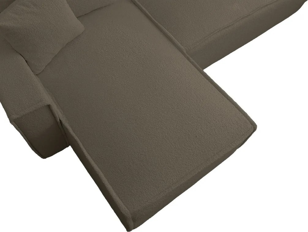 SMART BOUCLE L alakú kihúzható, megfordítható sarokkanapé 232x143 cm, szürkésbarna