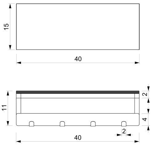 Fali törölközőtartó polccal 10x40 cm fekete