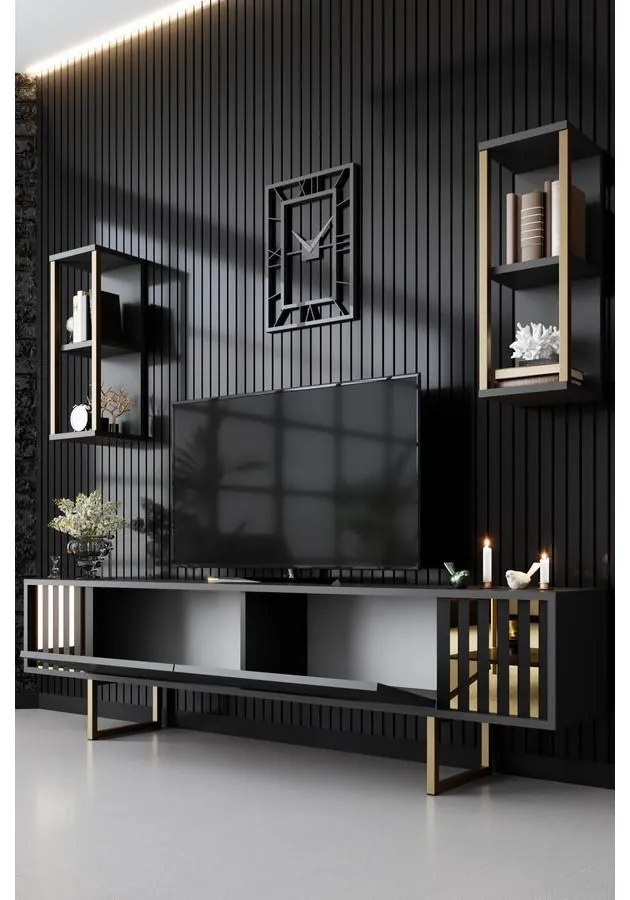 TV szekrény Gold Line - Anthracite, Black