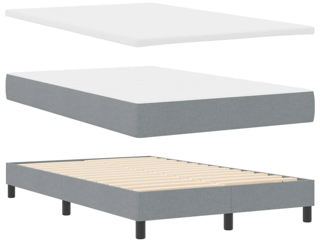 Box Spring Ágy Matraccal és LED Fénnyel Szürke 120x200 cm Szövet