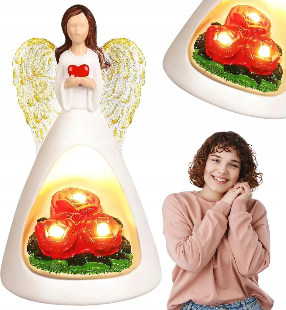 Angyal Világító Led Figura Szív Dekoráció 16CM