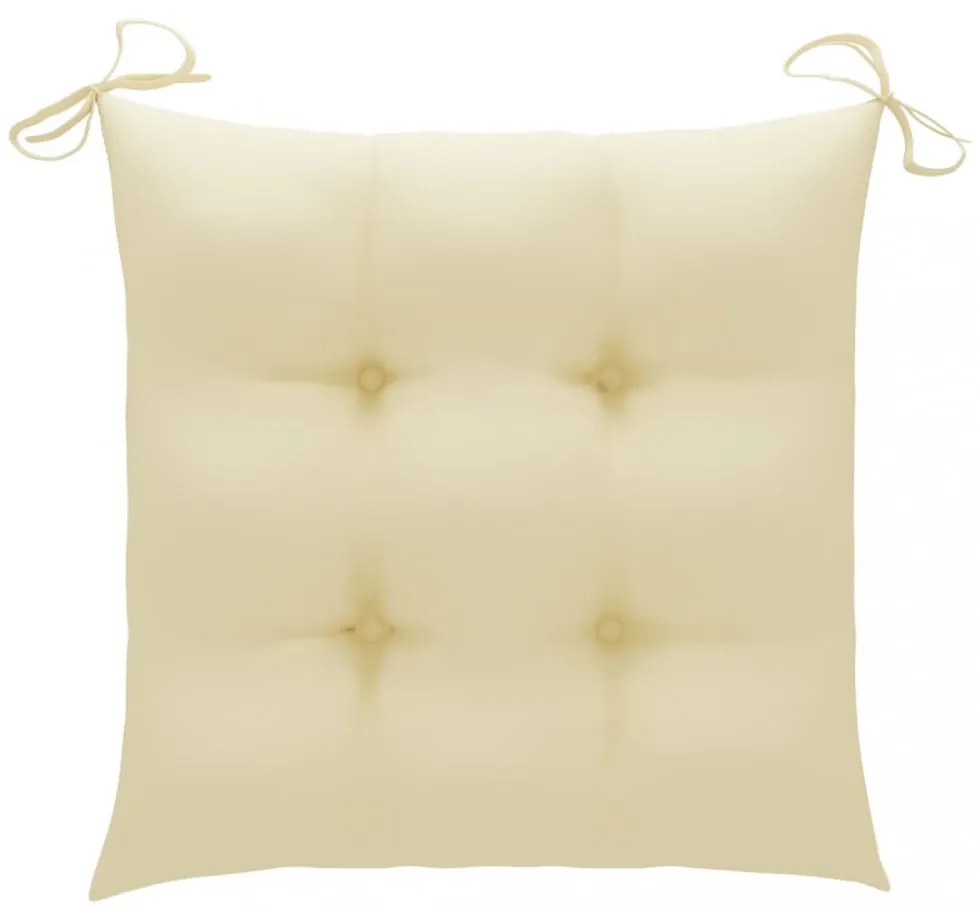 2 db tömör tíkfa kerti szék krémfehér párnával