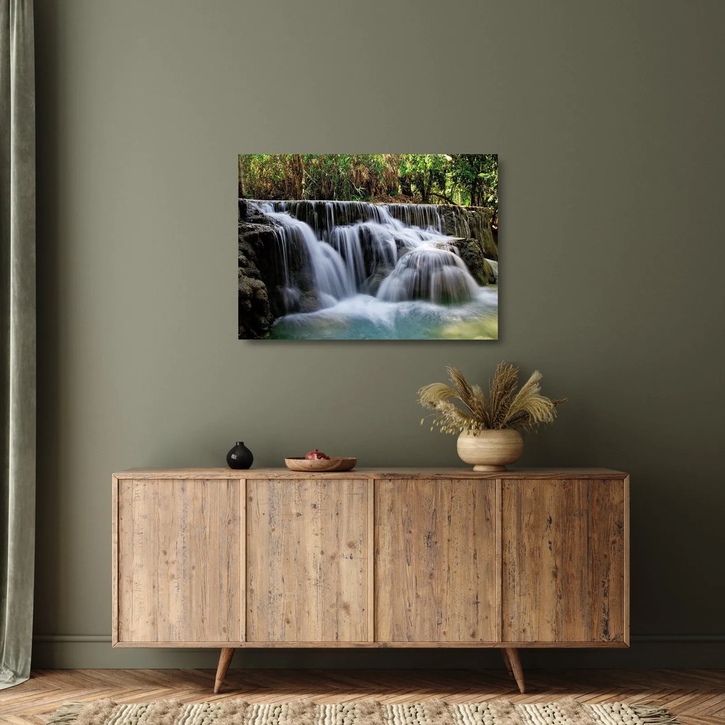 Kép - Vízesések kaszkádjai (üvegen) (70x50 cm)