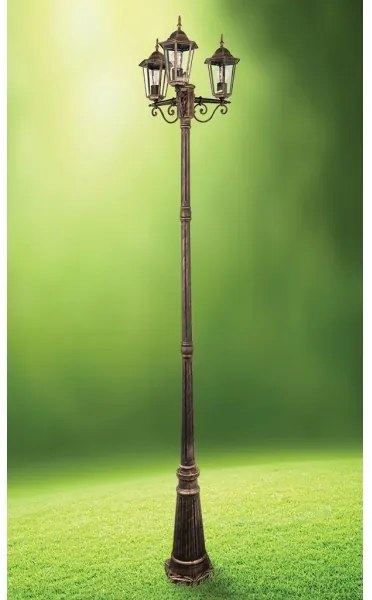 Kültéri lámpa 3xE27/20W/230V IP43 2,58 m patina kivitelben