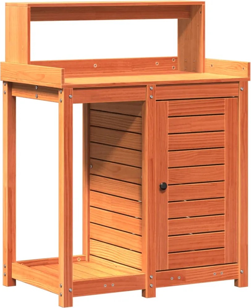 vidaXL barna tömör fenyőfa ültetőasztal polccal 82,5 x 50 x 109,5 cm