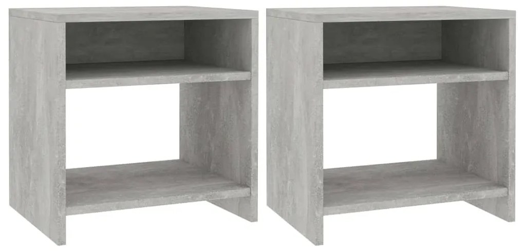 2 db betonszürke szerelt fa éjjeliszekrény 40 x 30 x 40 cm
