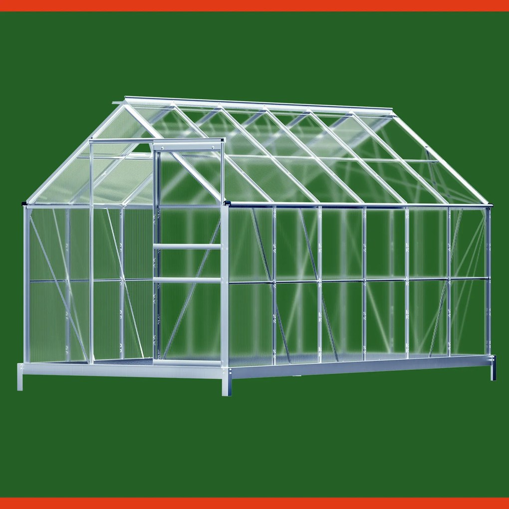 Gardebruk® Kerti üvegház XL - 380x190x195cm + alap