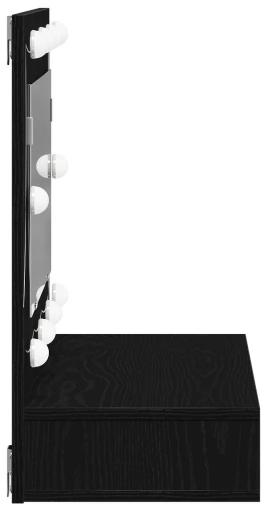 LED Tükrös Szekrény Fekete Tölgy - 90x31.5x62 cm