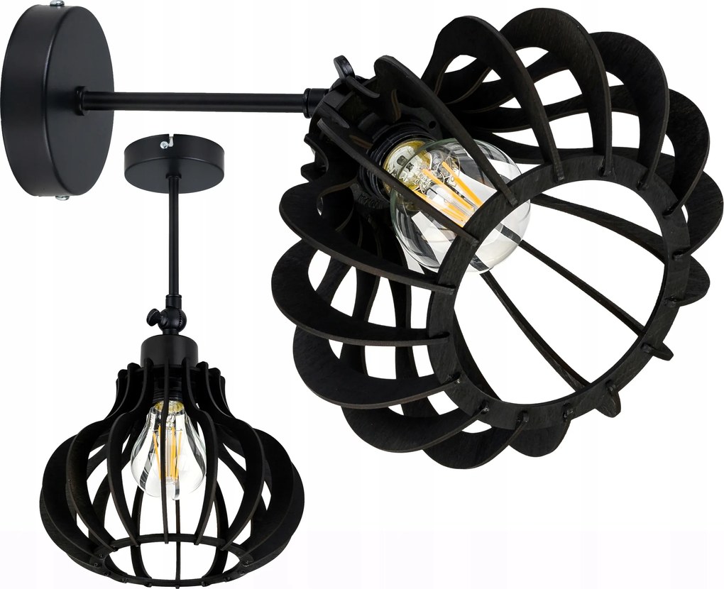 Fali lámpa fix Állítható Loft lámpabúra Alladyna Fa 1x E27