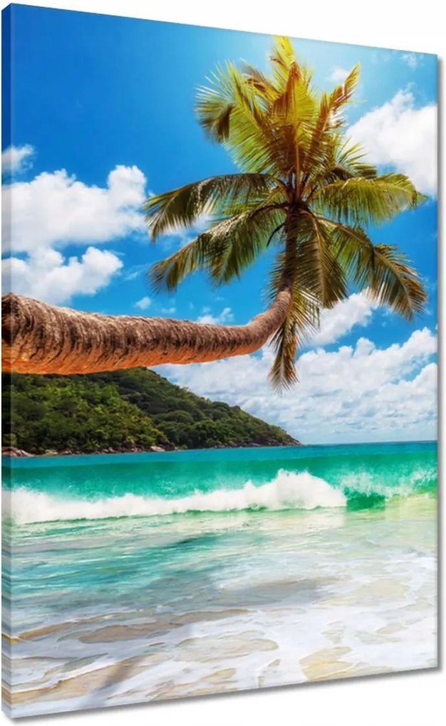 Vászonkép 50x70 Paradicsomi tengerpart pálmafákkal