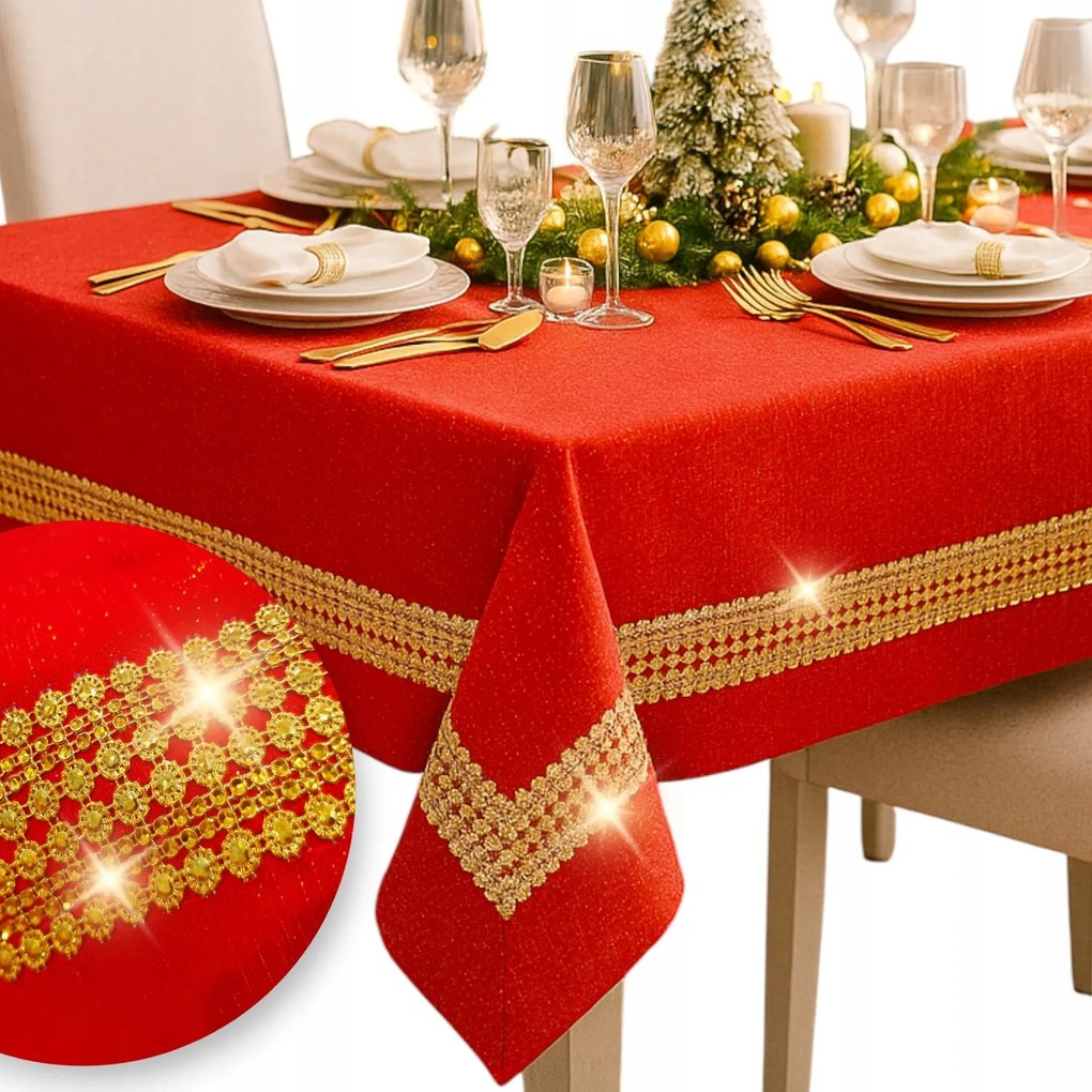 Abrosz Piros Arany karácsonyra strasszokkal 110x160 karácsonyi