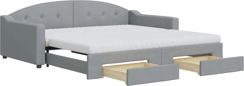 vidaXL világosszürke kihúzható szövet heverő fiókokkal 100 x 200 cm