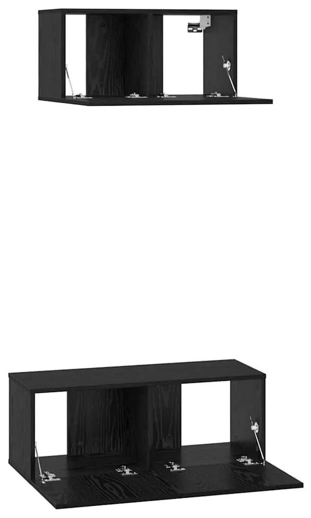 TV szekrény garnitúra 2 pcs Musta tammi 80 x 30 x 30 cm Faanyag