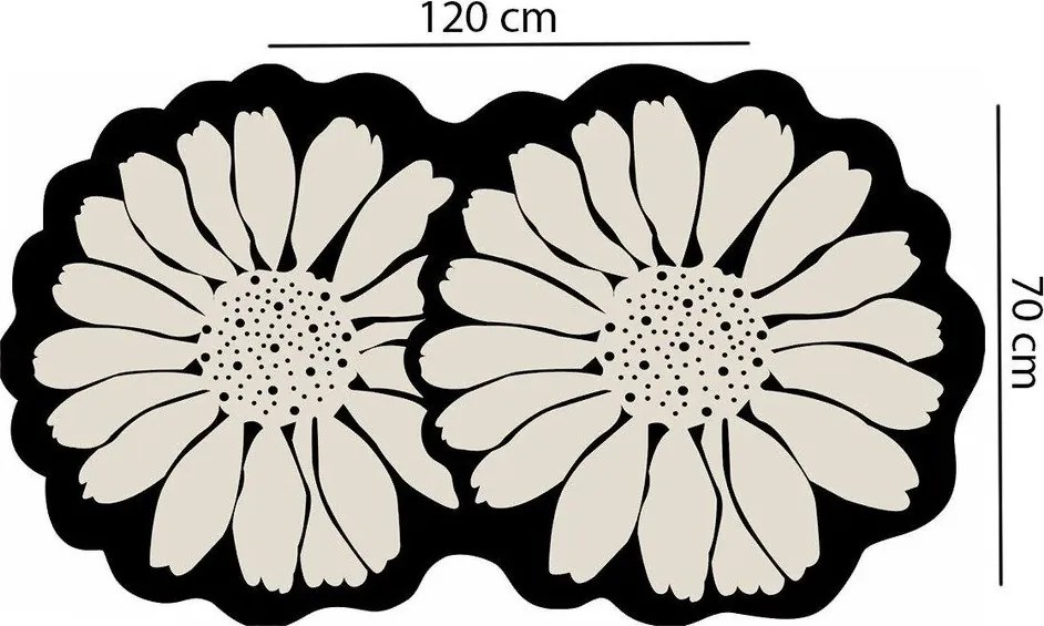 Fekete-krémszínű fürdőszobai kilépő 70x120 cm Flor Extrana – Foutastic