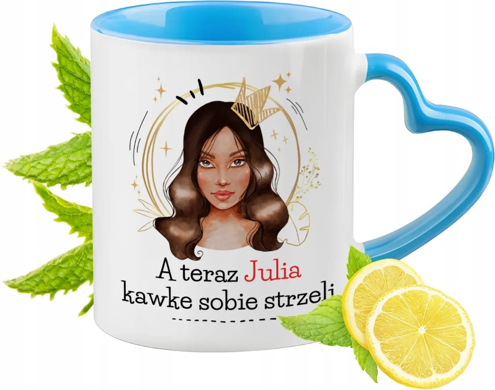 Juli Kék Bögre Szív Alakú Füllel Kávé Ajándék