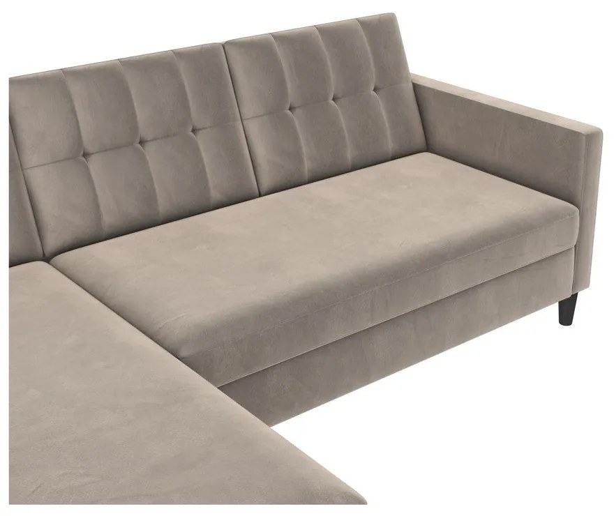 Bézs bársony sarokkanapé Hartford – Støraa