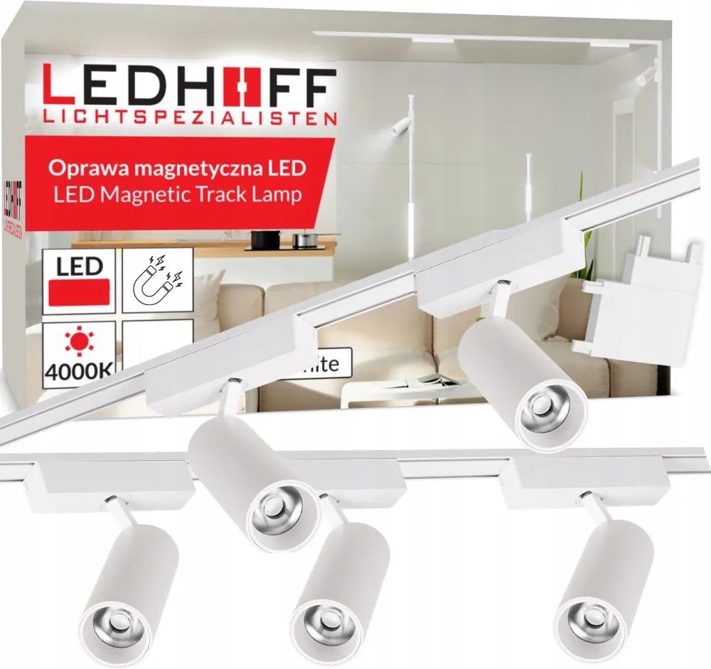 Mágneses sín 2m 5x reflektor Led spot lámpa világítás Fehér