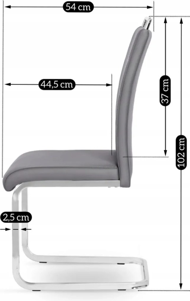 Szék szürke színben, műbőr kárpitozással. LOCA