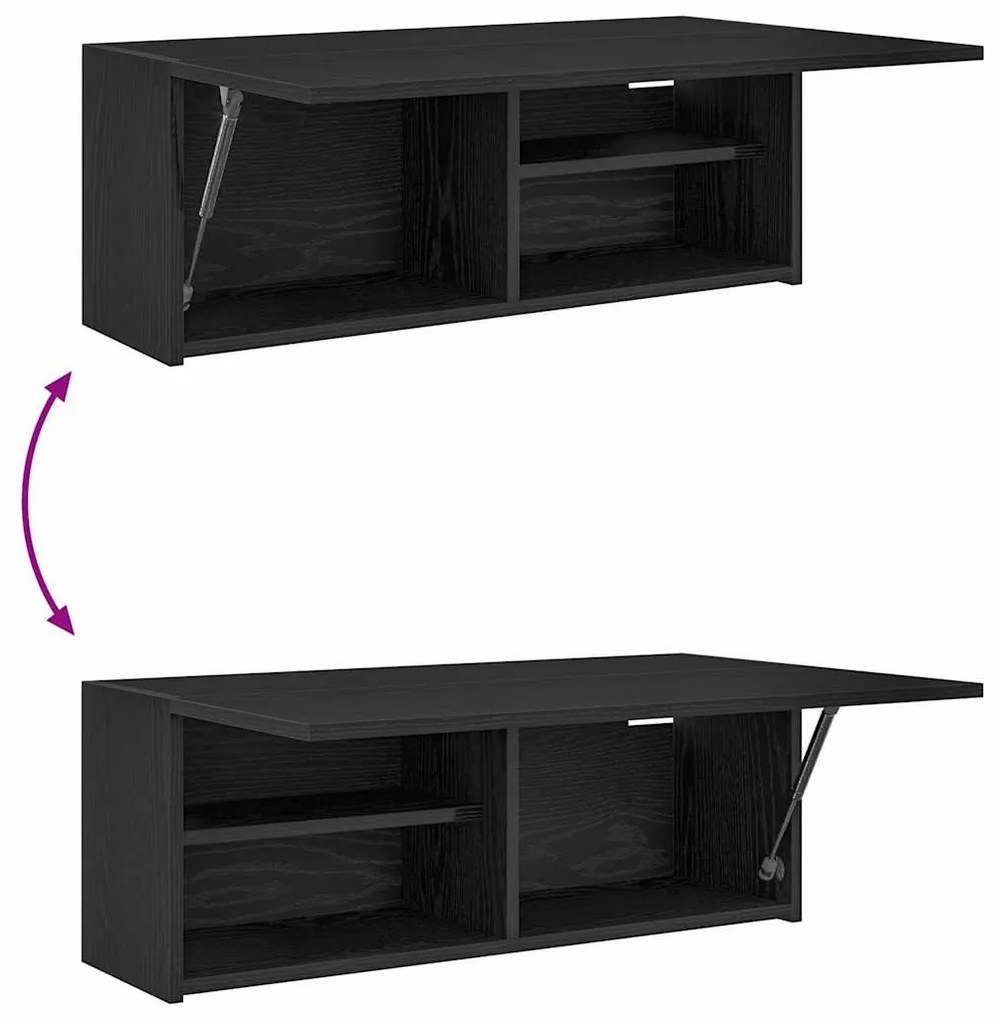 fekete szerelt fa fali fürdőszobaszekrény 80x25x30 cm