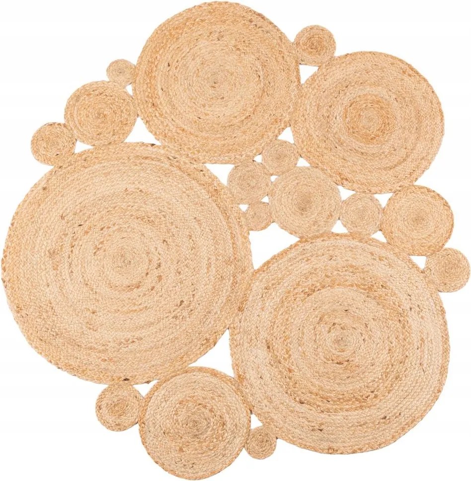 Juta szőnyeg kerek patchwork bézs 140cm mozaik