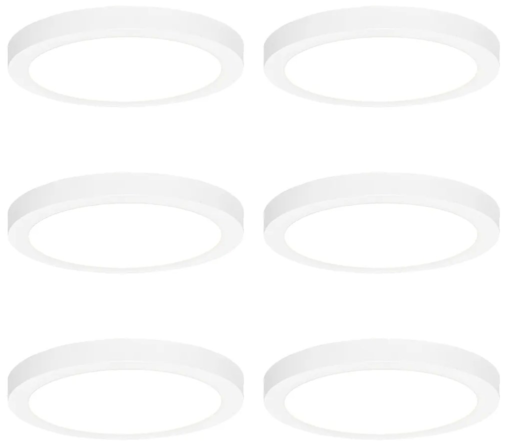 6 darabos fehér, felületre szerelhető vagy süllyesztett spotlámpa készlet 22 cm LED-del, 3 fokozatú Dim to Warm - Trans